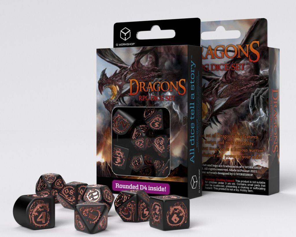 Q-Workshop Dragons Modern Cube Set Black & Copper (7 kusov) Obrázok produktu 