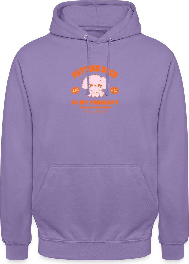 Spreadshirt Petting Dogs Is My Therapy Süßes Hunde Motiv Uni Hoodie, XL, Lavendel