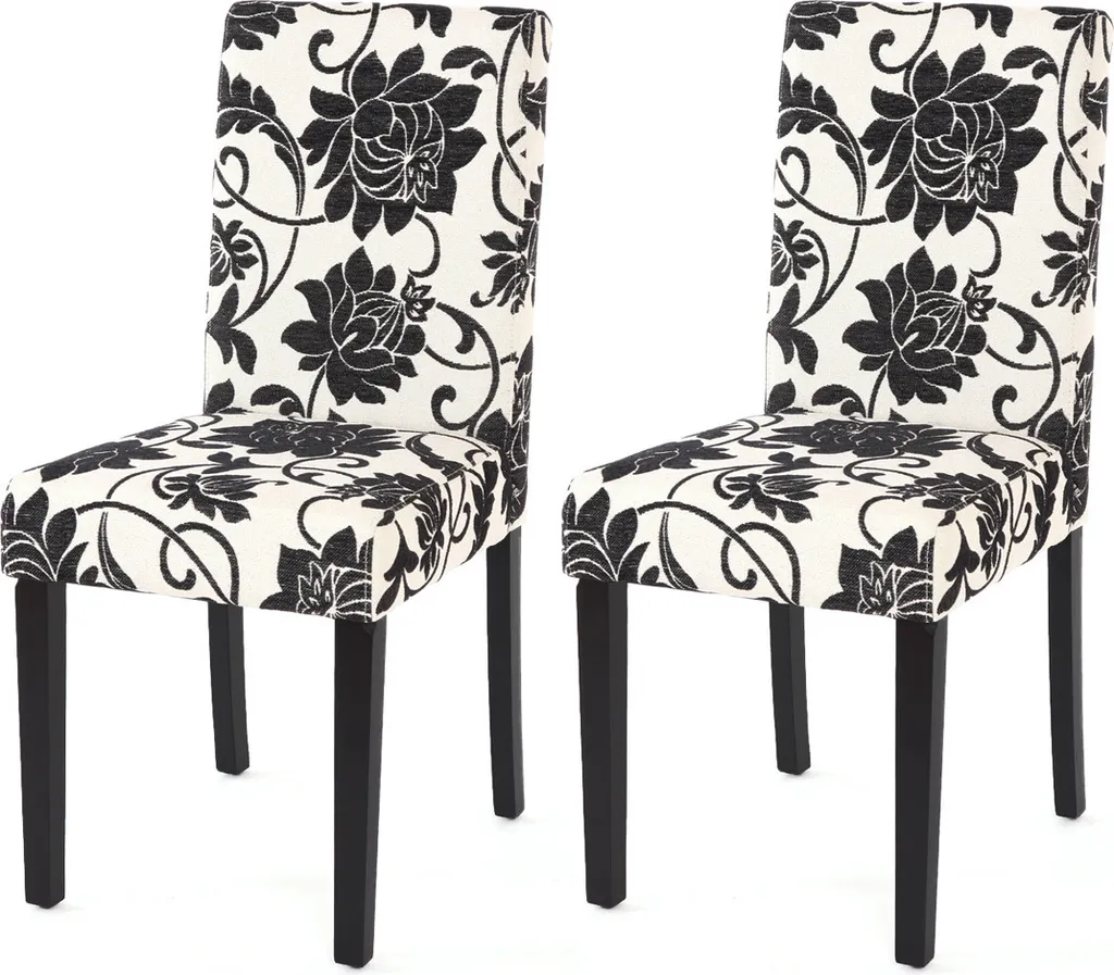 set di 2 sedie per sala da pranzo Sedia da cucina Littau ~ tessuto, jacquard, gambe scure