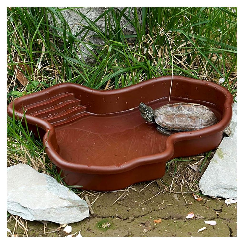 Große Wasserschale für Reptilien, Badebecken für Schildkröten mit Rampe und Sonnenplattform, geeignet für den Garten