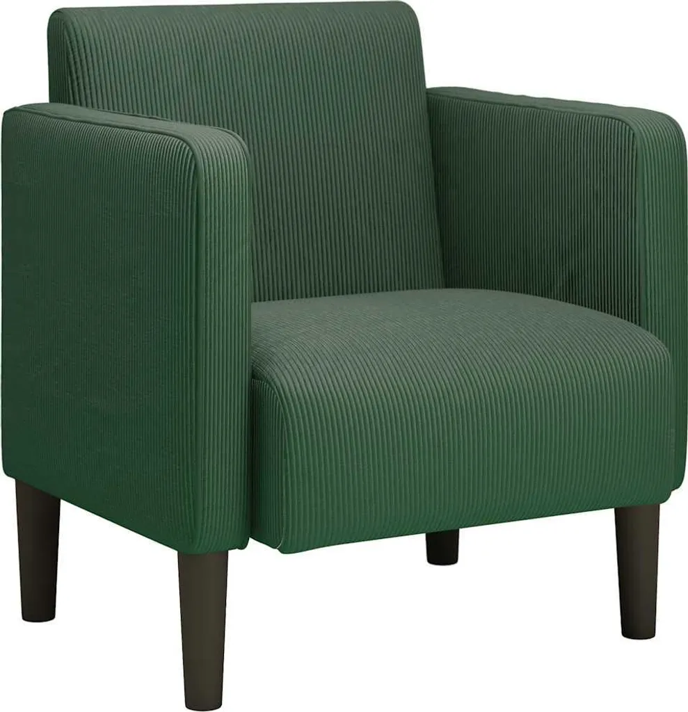Fauteuil de salon avec accoudoirs en velours côtelé vert foncé de 54 cm