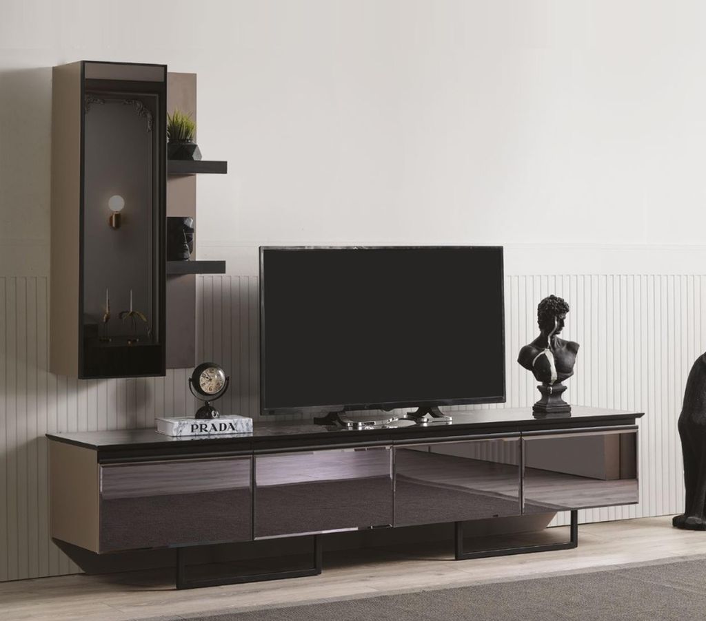 Stilvoll Wohnzimmer TV Ständer und Wandschrank Set Moderner Stil neu