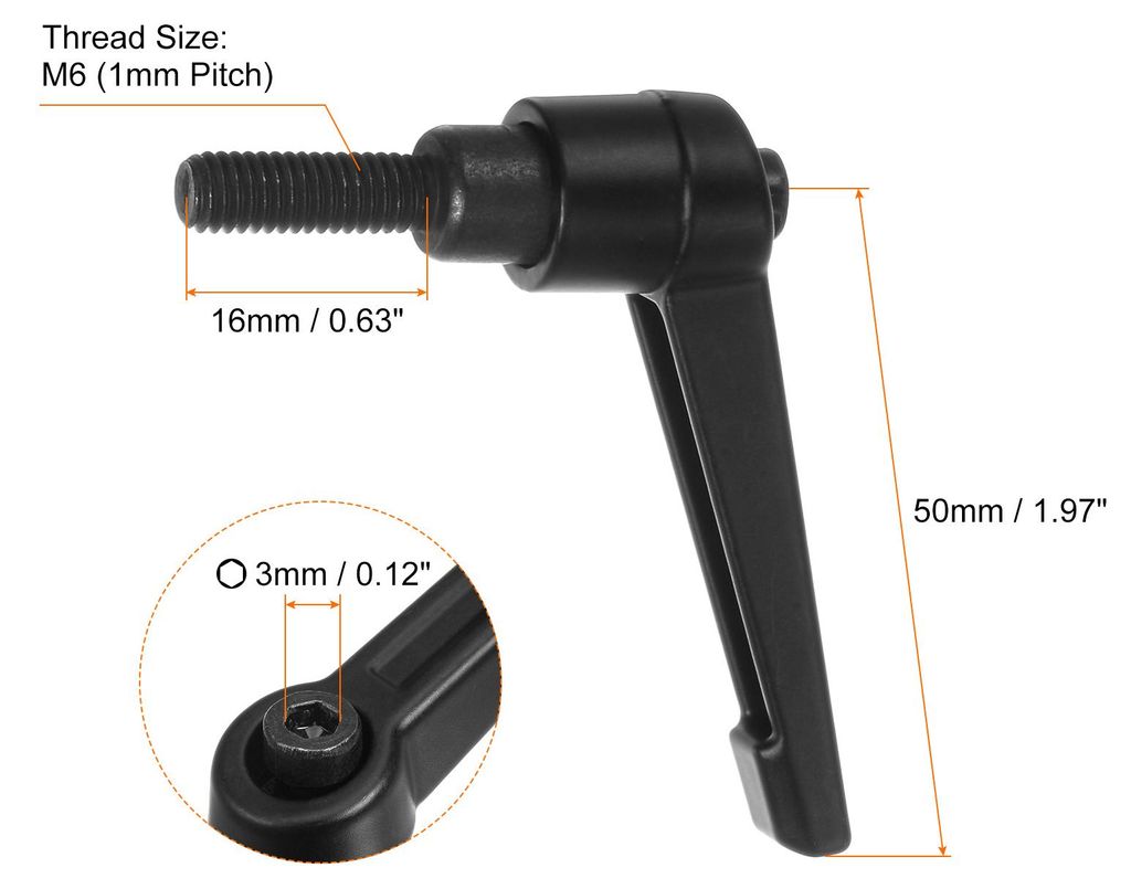 6 Stš¹ck Klemmhebel Griff M6 x 16mm Au?engewinde Schraube, Aluminiumlegierung Verstellbare Handgriffe Spannhebel fš¹r Werkzeugmaschinen Schwei?...