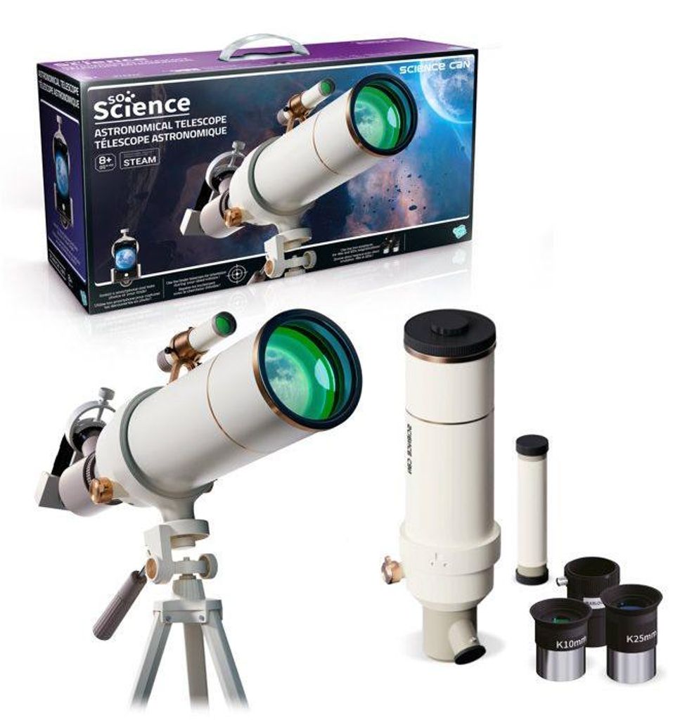 So Science - Astronomisches Teleskop mit Smartphone-Halterung und 40x/16x Okularen - COS 002