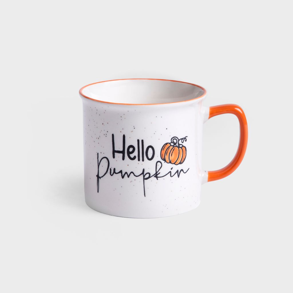 Kaffeetasse Teetasse Kaffeebecher GHOST TOWN Becher hallo Kürbis mit orangem Henkel 400 ml HOMLA