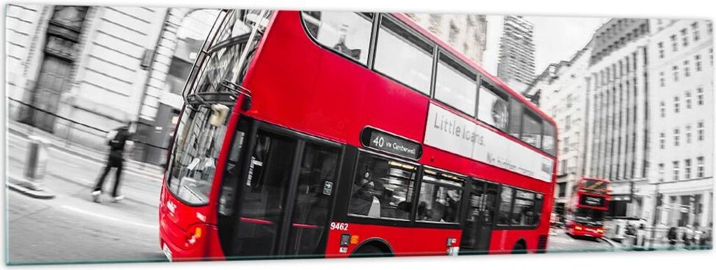 Bilder auf glas - Bus London Reise Tourismus - 160x50cm - Glasbilder - Wandbilder - Kunstdruck - zum Aufhängen bereit - Wanddekoration aus Glas - ...