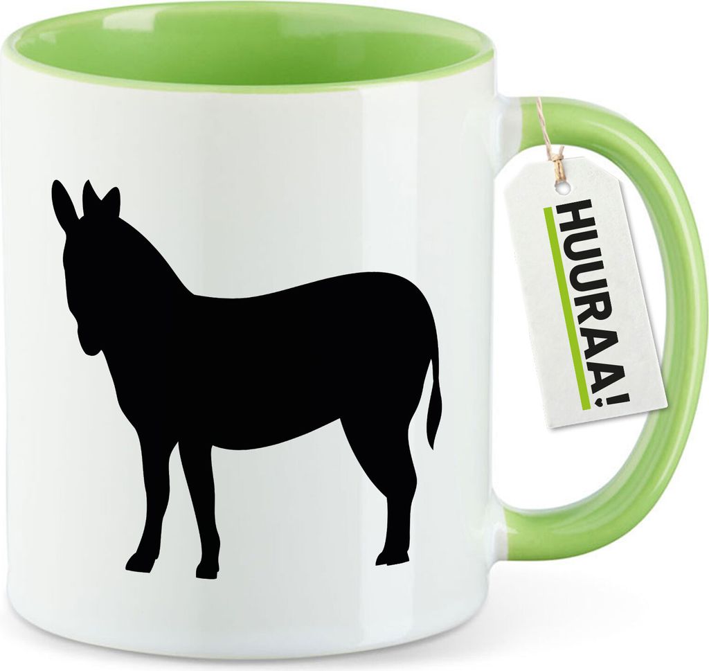 Huuraa Kaffeetasse Esel Silhouette 330ml Grün Keramik Kaffeebecher Geschenkidee