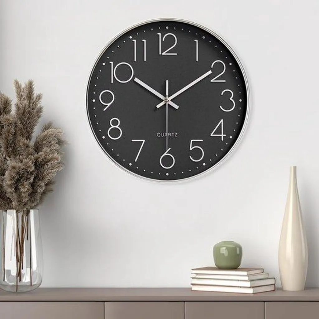 Horloge murale 20 cm haute précision noire pour une lecture facile net