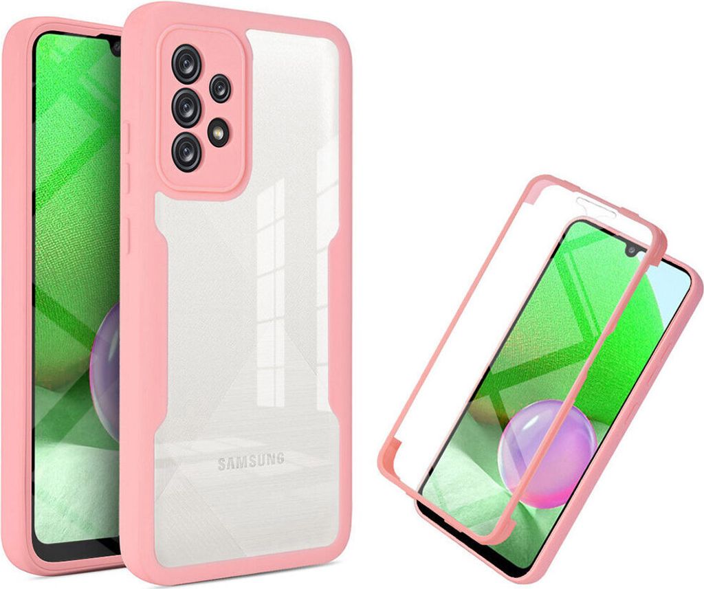 Samsung Galaxy A72 5G/4G Schutzhülle, Eingebautem Displayschutz 360 Grad Komplettschutz Handyhülle für Samsung A72 5G/4G Pink