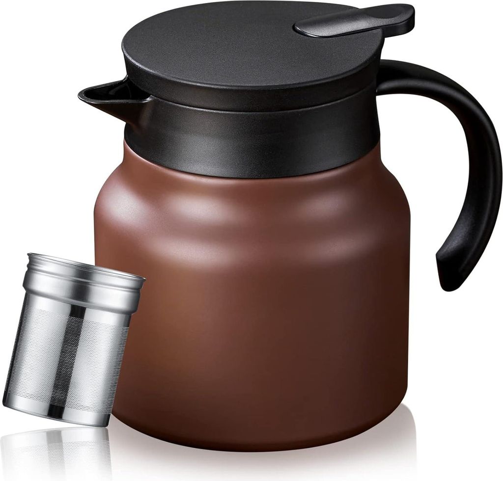 Thermische Kaffeekanne/Teekanne mit Keramikeinsatz - 28 oz - Kleine Kaffeethermo-Reise - Abnehmbarer Edelstahlfilter für heiße Getränke - Doppel...