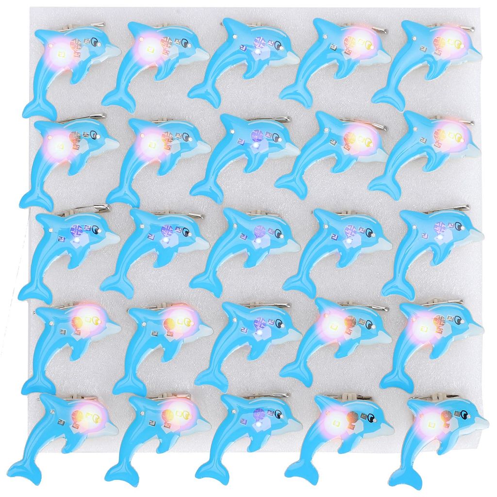 25 Stück Flash LED Light Dolphin Shape Badge Shine Pin Weihnachts- und Halloween-Geschenke