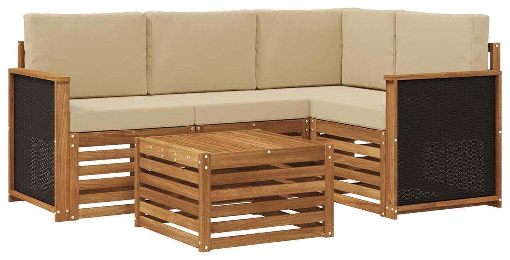 vidaXL Outdoor-Sofagarnitur 5 pcs Natur und Beige 59 x 59 x 37 cm
