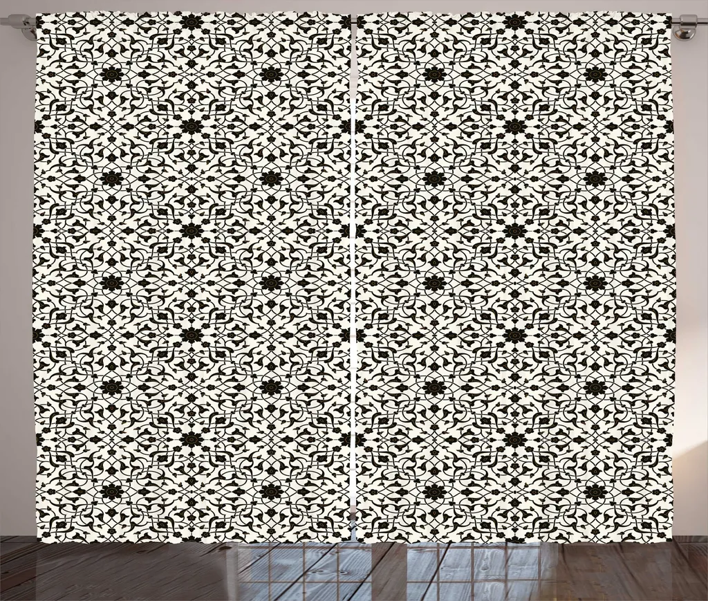 Rideau à Fronces Style Rustique Fleurs d'Orient pour Chambre à Coucher