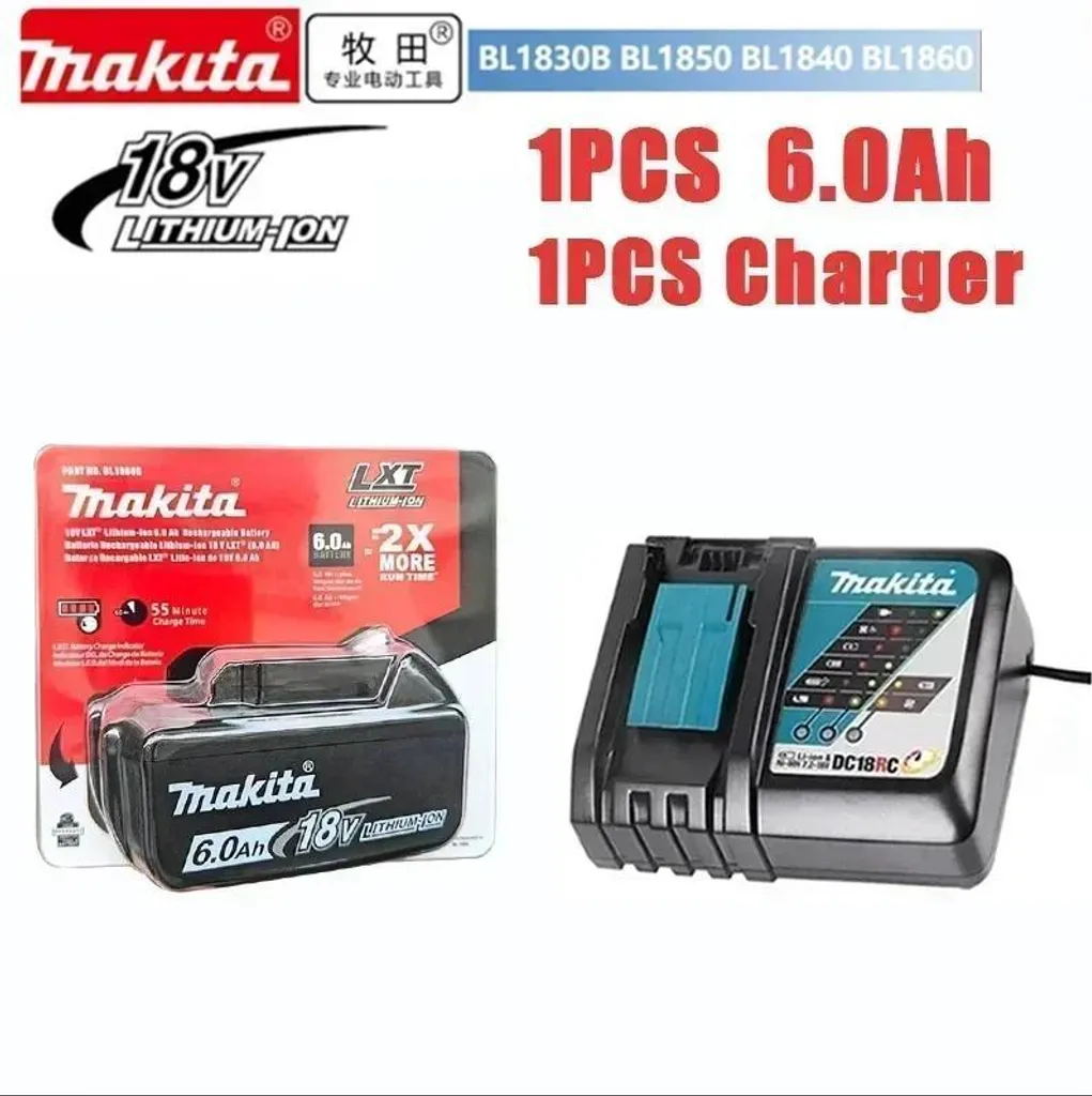 Kit Batterie 18V 6.0Ah et Chargeur pour BL1860 BL1850 BL1830 Argent