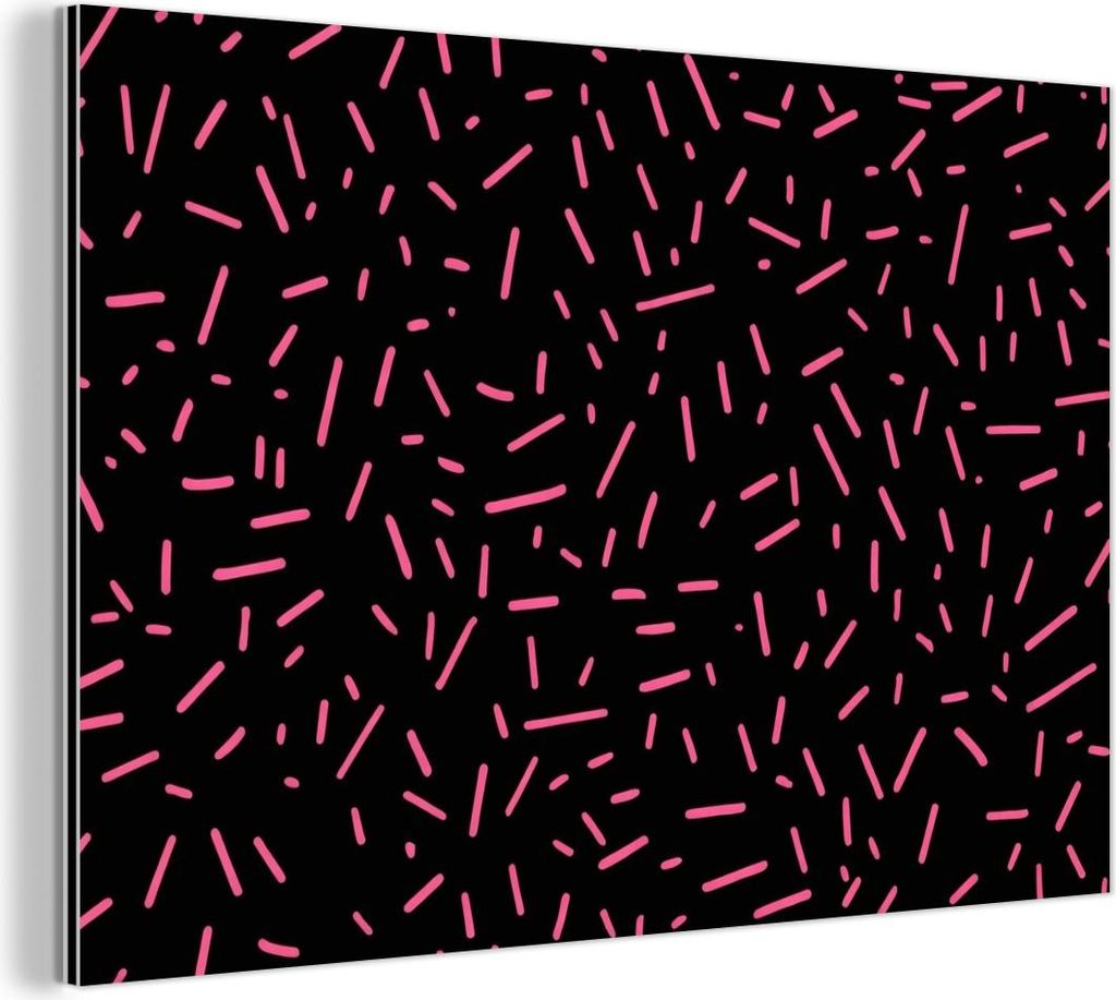 MuchoWow Wanddekoration Metall Metallbild Wandkunst 90x60 cm Spiele - Streifen - Rosa - Abstrakt MuchoWow Aluminium Gemälde - Wandbilder