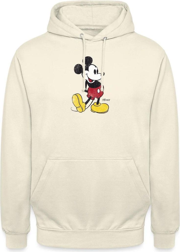 Mickey & Minnie Klassisches Mickey Mouse Motiv Uni Hoodie, L, Vanille-Milchshake