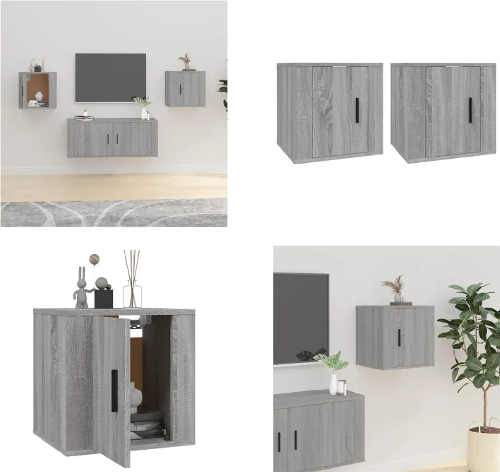 vidaXL Mobili TV Parete Grigio Sonoma 40x34,5x40 cm - Set 2 Pezzi