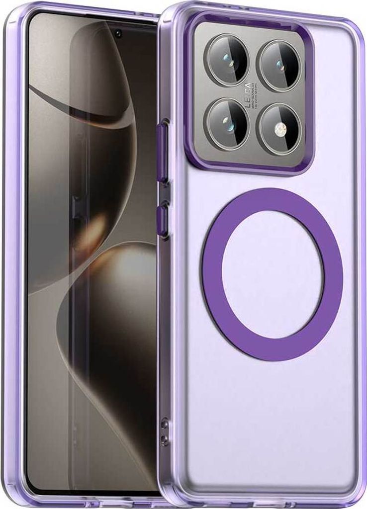 Handyhülle für Xiaomi 14T Pro, Hülle Kompatibel mit MagSafe, Schlank Durchscheinend Matt Stoßfest Schutzhülle Lila