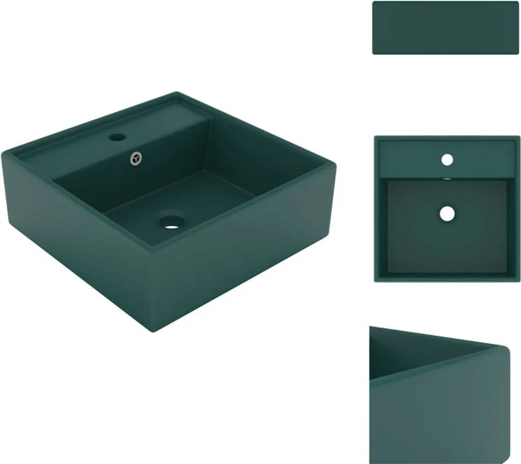 Lavabo Quadrato 41x41 Verde Scuro Opaco vidaXL - Ceramica Design