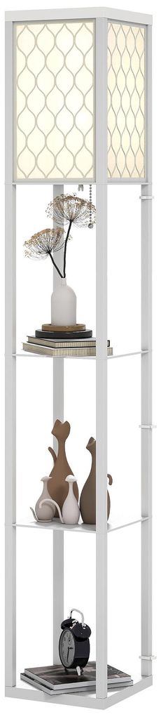 HOMCOM Stehlampe Wohnzimmer Dimmbar Stehleuchte mit Regal, Produktbild 