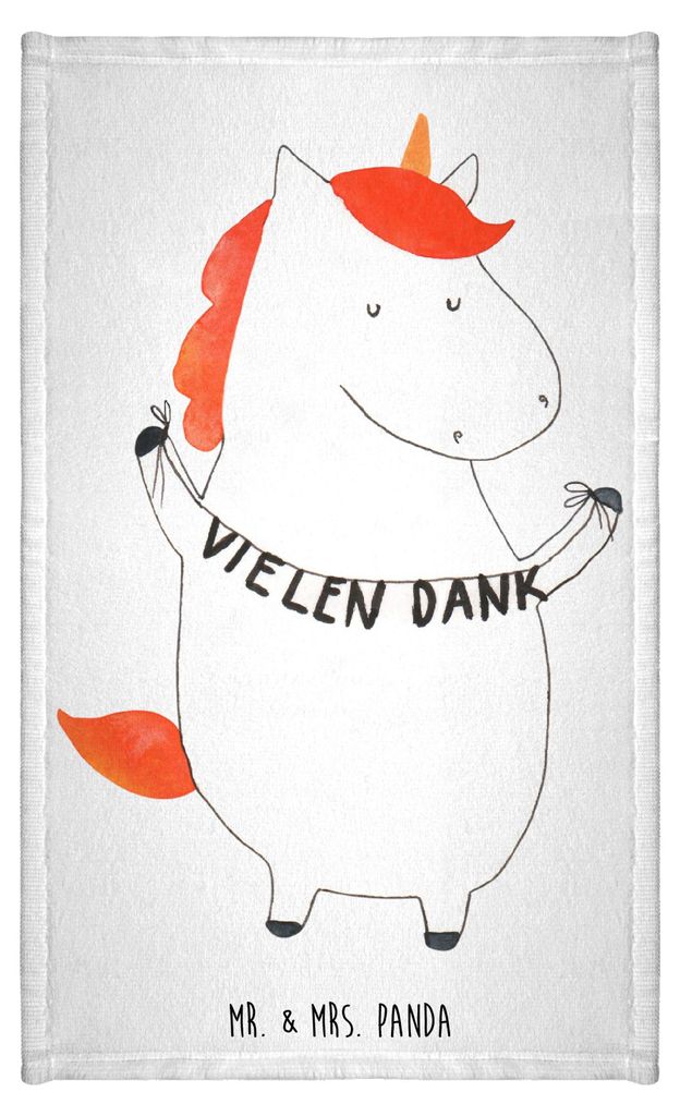 Mr. & Mrs. Panda Handtuch Einhorn Dankeschön - Weiß - Geschenk, Einhörner, Vielen Dank, Danksagung, Unicorn, Gästetuch, Frotteehandtuch, Danke,...