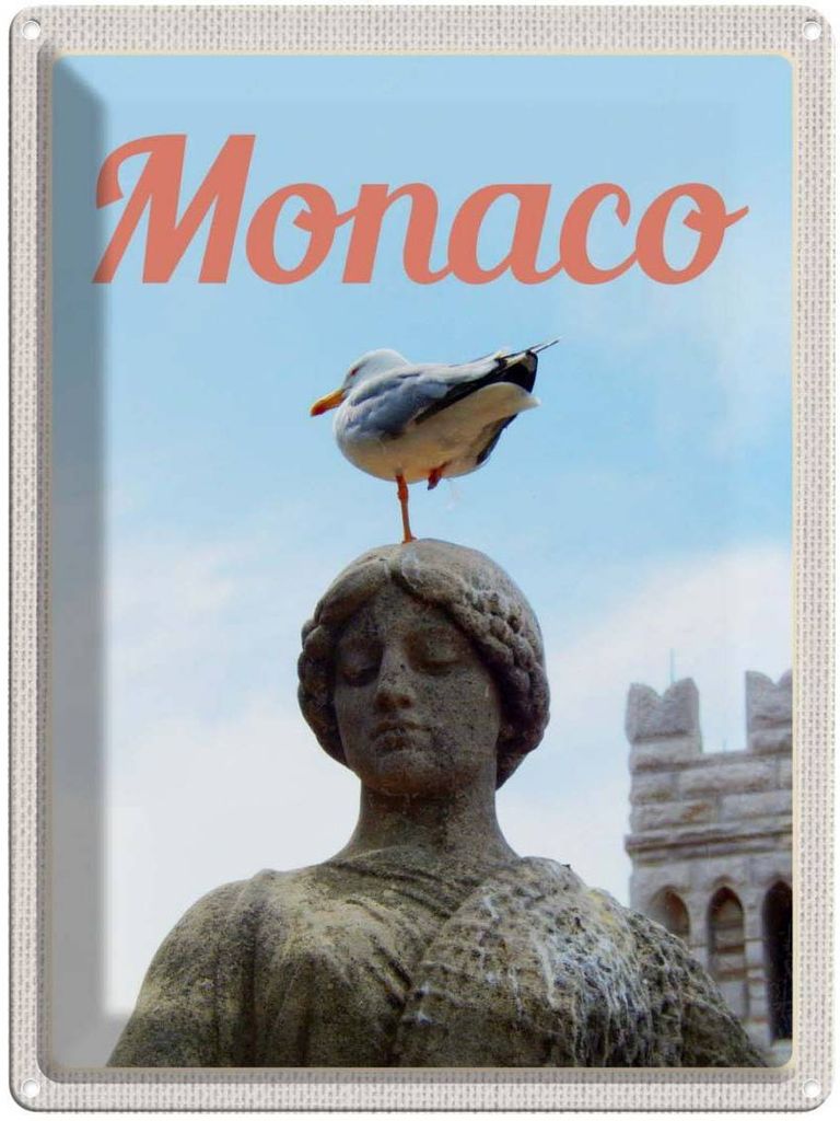 vianmo Blechschild 40x30 cm Monaco Frankreich Haustier Urlaub Europa Skulptur Vogel Bildmotiv Reisemotiv Abenteuer Reisen Tier