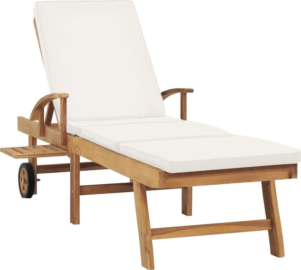"im Sonderangebot"Sonnenliege HOMMIE - Gartenliege - Gartenmöbel - mit Auflage Massivholz Teak Creme - 195x59,5 cm DEMöbel 4125656