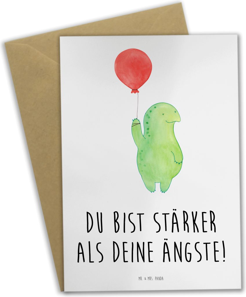 Mr. & Mrs. Panda Grußkarte Angst überwinden - Weiß - Geschenk, Vertrauem, du bist stärker, einladungskarten, Mutmacher, Trost, hochzeitskarten,...