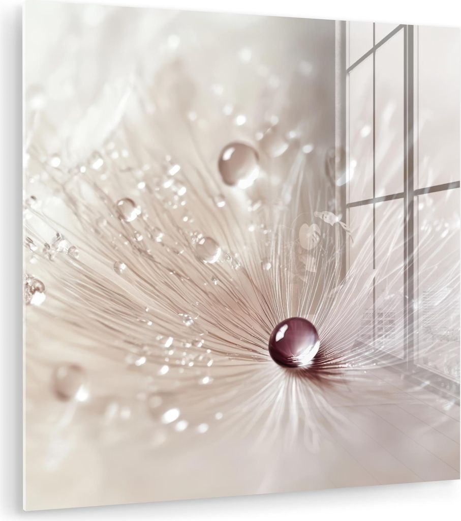 MuchoWow Glasbilder - Bilder auf Wandbild - Foto auf Glas Blume - Abstrakt - Weiß - Wasser - Natur 50x50 cm Wanddekoration aus Glas - Acrylglasbil...