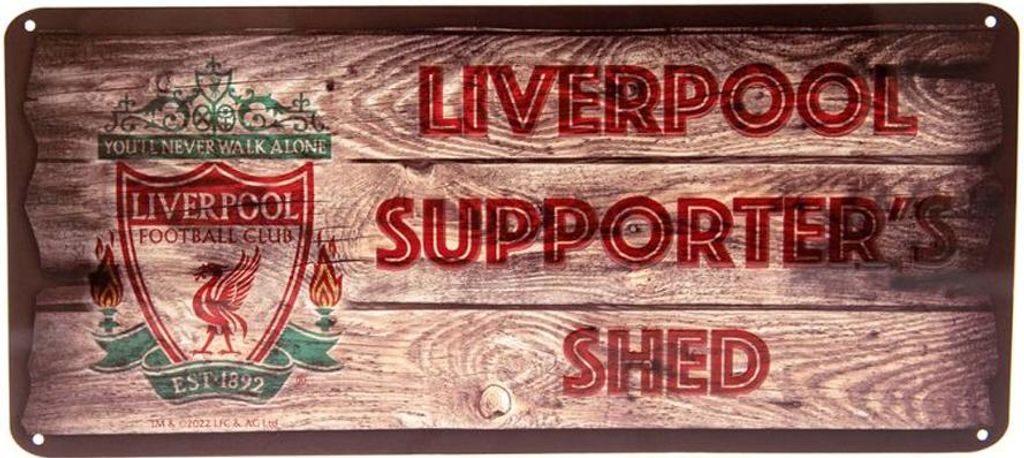 Liverpool FC - Tafel "Supporter's Shed", Metall BS4585 (Einheitsgröße) (Beige/Rot/Grün)