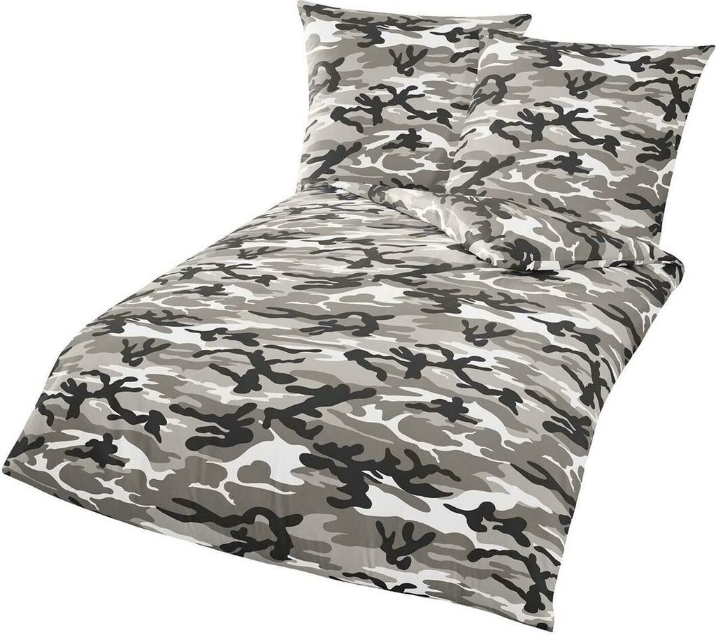 Traumschlaf Bettwäsche Camouflage graphit 155x220 cm + 80x80 cm