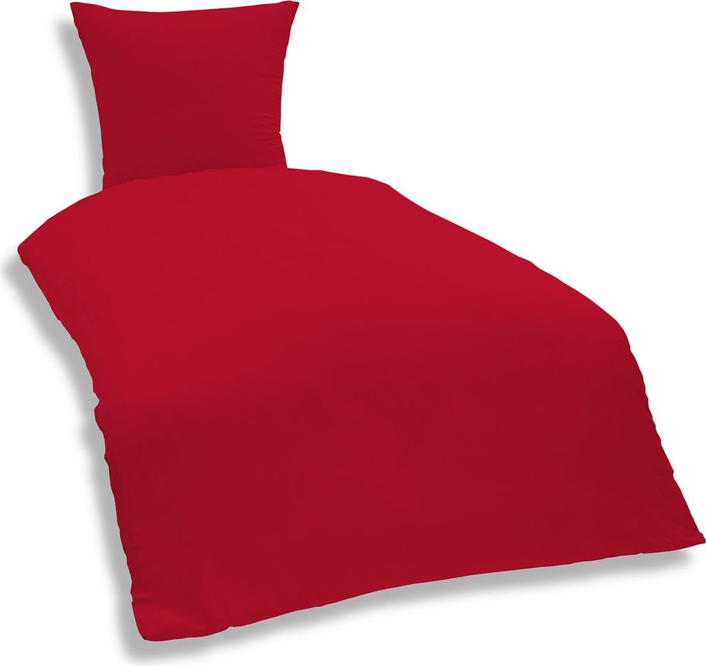 Uni Bettwäsche 135x200 cm rot Einfarbig Renforce Baumwolle Produktbild 1