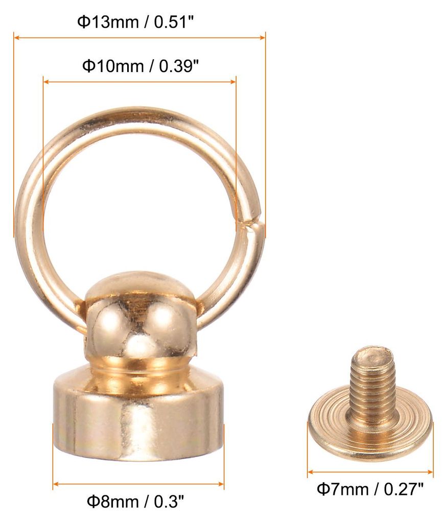 6 Stš¹ck O-Ring Messing Rundkopf-Nieten 9mm Metall-Nietenbefestigungen mit Schraube und Zugring fš¹r DIY-Lederhandwerk, Geldb?rse, Handyhš¹ll...