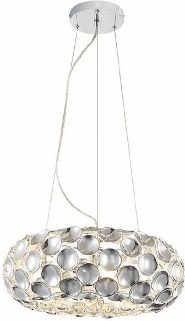 Suspension Ontario Reality chromée 3xE14 en métal - 150x45x45 cm