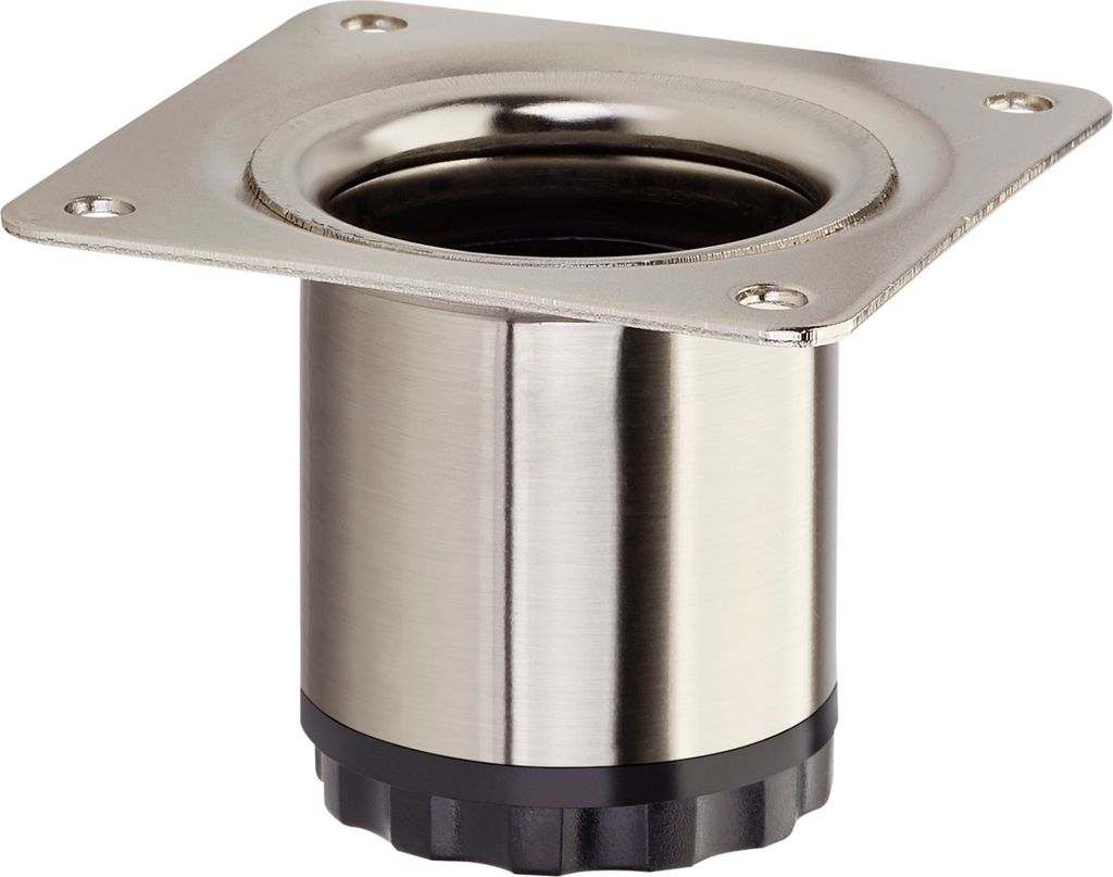 Möbelfuß BRAVO Höhe 50 mm (+ 10 mm) Ø 40 mm Edelstahloptik höhenverstellbarer Schrankfuß aus Stahl Stellfuß belastbar bis 50 kg SOTECH