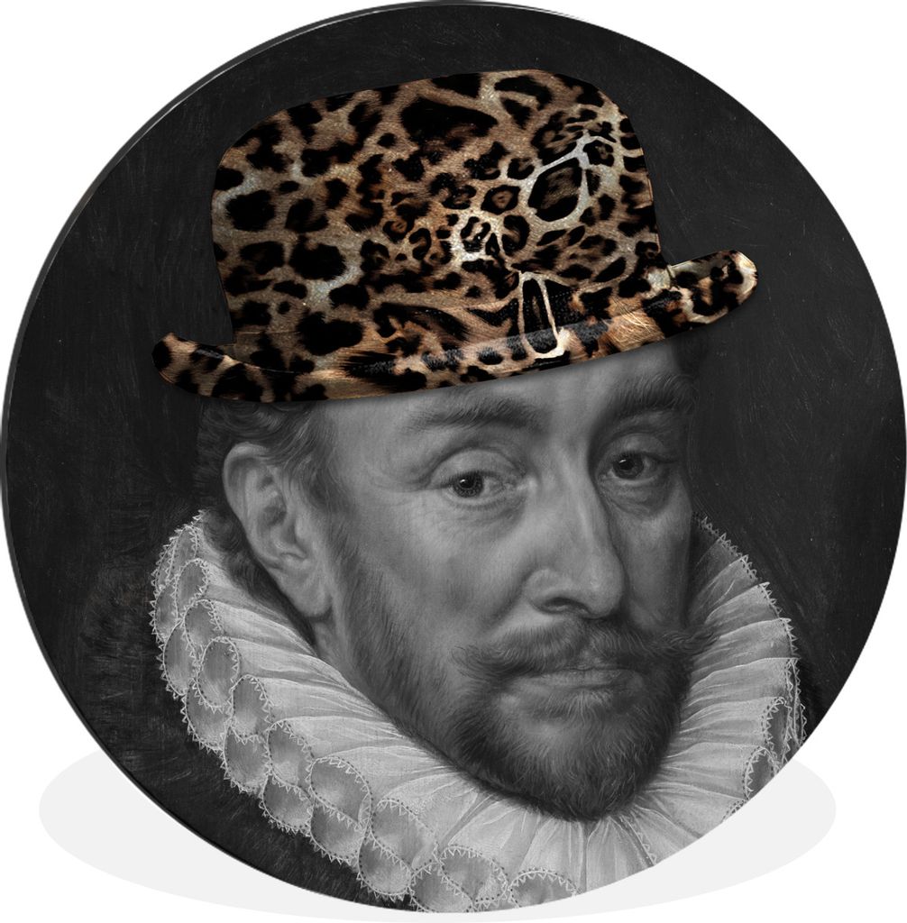 MuchoWow Aluminium Wandkreis Kunst - Wilhelm von Oranien - Pantherdruck Ø 60 cm Wanddeko Modern Wohnzimmer - Wand Kreis - Wandbild - Schlafzimme...