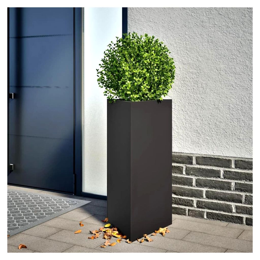 Pflanzkübel Hochbeet Metall Blumenkasten Pflanzbeet Frühbeet Gartenbeet Pflanzkasten Gemüsebeet Blumenbeet für Terrasse Garten Schwarz Dreiecki...