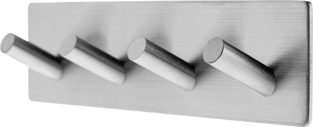 KADAX Handtuchhaken "Starno", Selbstklebender Haken aus Stahl mit 4 Haken, quadratisch, Silber