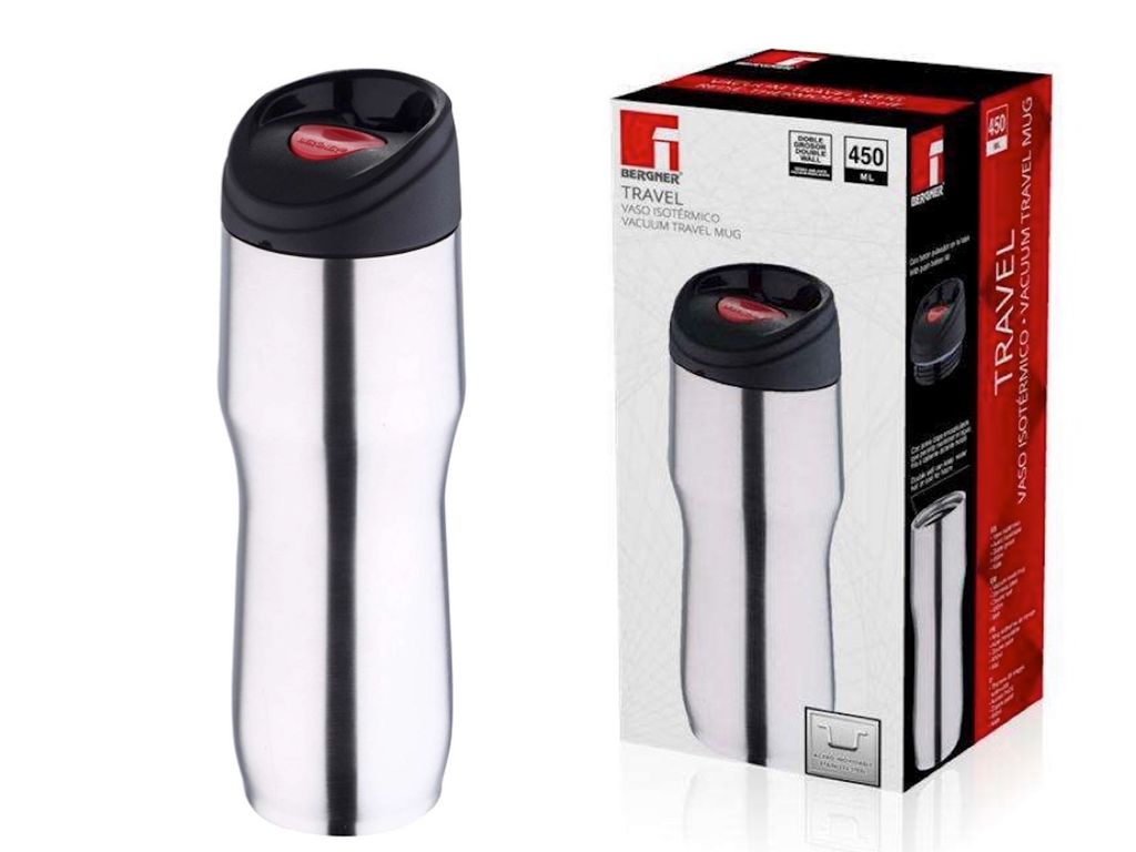 BERGNER TRAVEL Thermosflasche Vakuumflasche 450ml Edelstahl Produktbild 