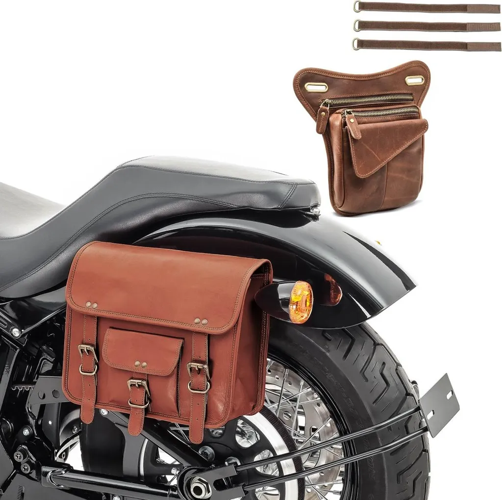 Sacoche de selle 8L SV1 avec sacoche latérale en cuir robuste marron