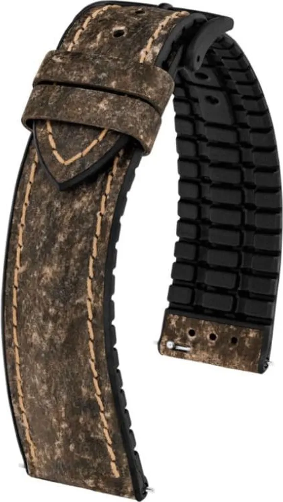 Bracelet montre Hirsch Stone L marron en cuir de 19mm 0925044010-5-19