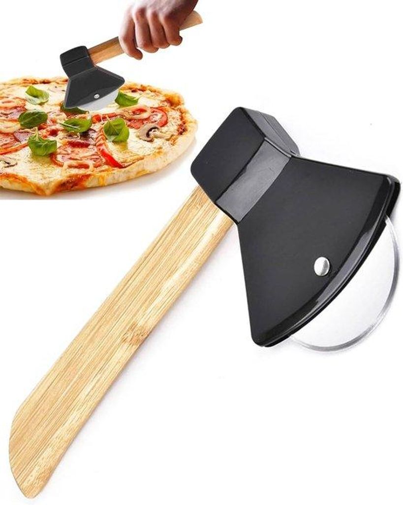 Schwarzer Pizzamesser in Bijlform, robust, 1 Stück, für Pannkuchen