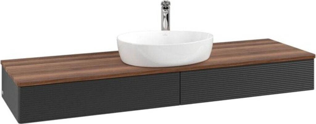 V&B Waschtischunterschrank mit Frontstruktur Antao 160x50cm, HL, WBP w. wal, bla m Lac