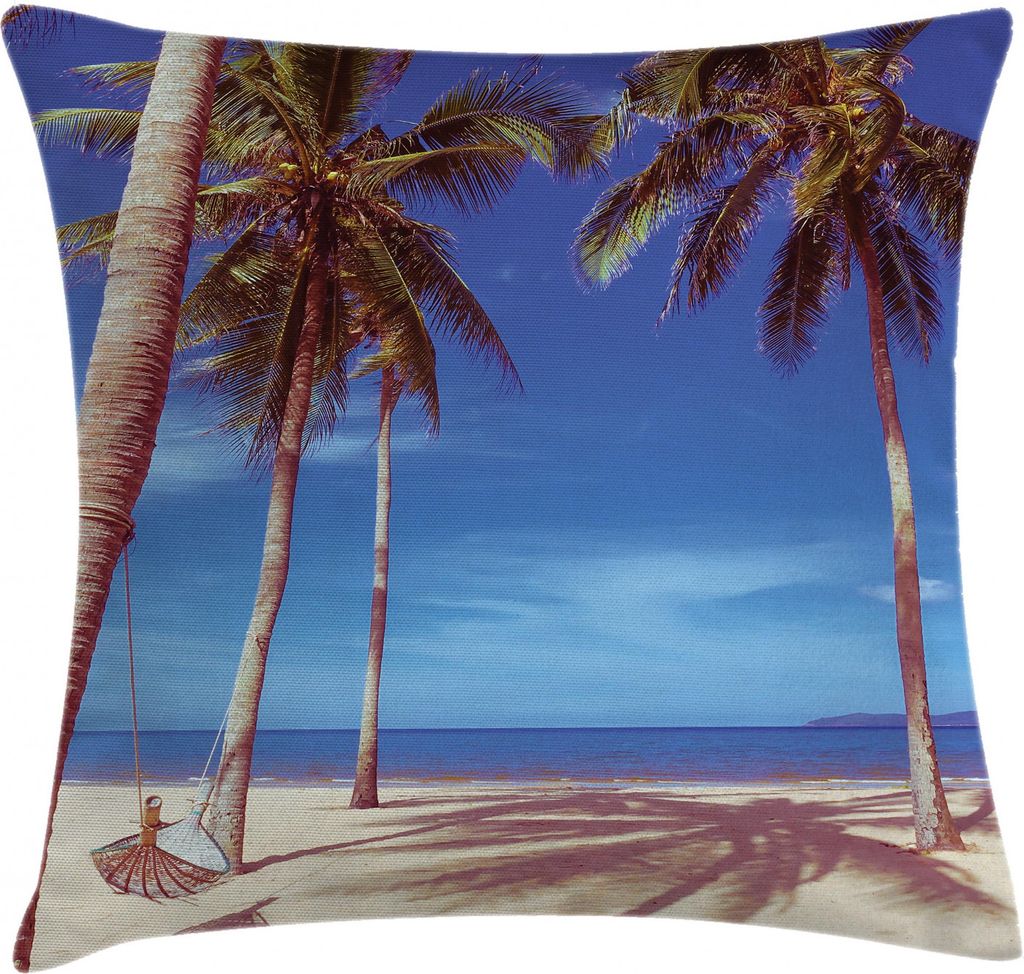 ABAKUHAUS Sommer Kissenbezug, Ocean Palms Warmer Strand, Waschbar mit Reißverschluss Kissenhülle mit Farbfesten Klaren Farben Beidseitiger Druck,...