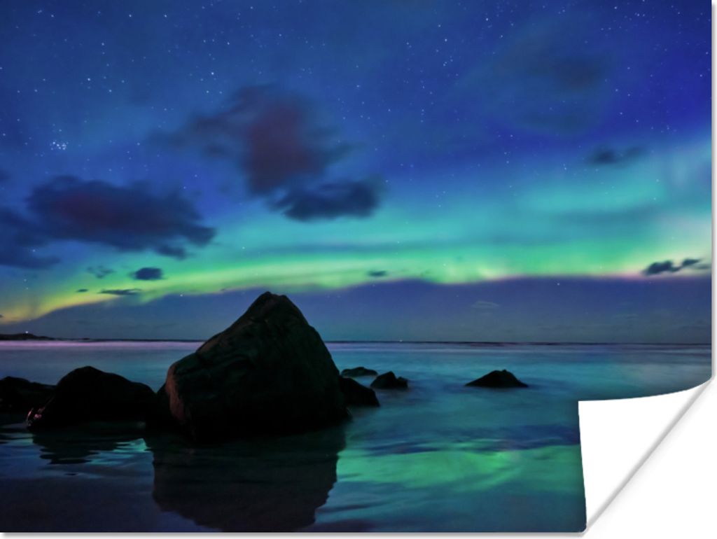 MuchoWow Poster Himmel - Landschaft - Polarlicht 80x60 cm - Kunst für zu Hause