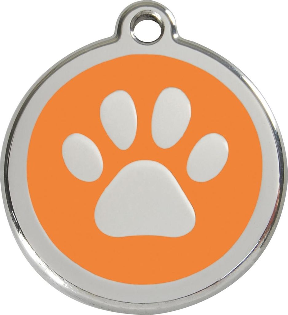 RedDingo Hundemarke mit individueller Gravur Pfotenabdruck orange, Größe: M