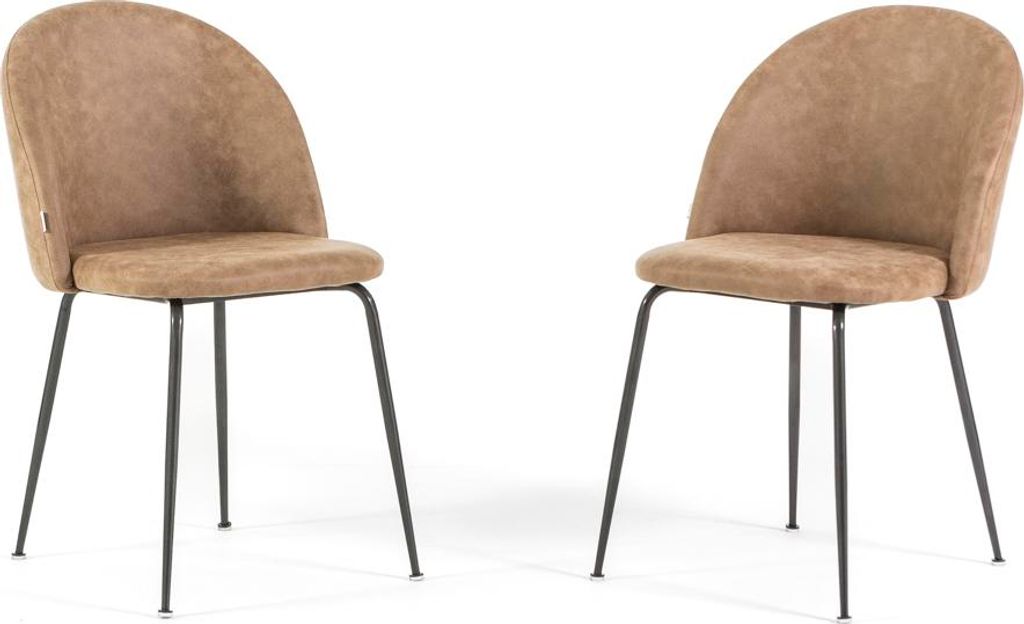 Set 2 Esszimmerstühle aus Kunstleder, gepolstert mit Metallbeinen, moderne Stühle für Küche, Esszimmer, Bar und Restaurants SARA – Ingwer/Dun...