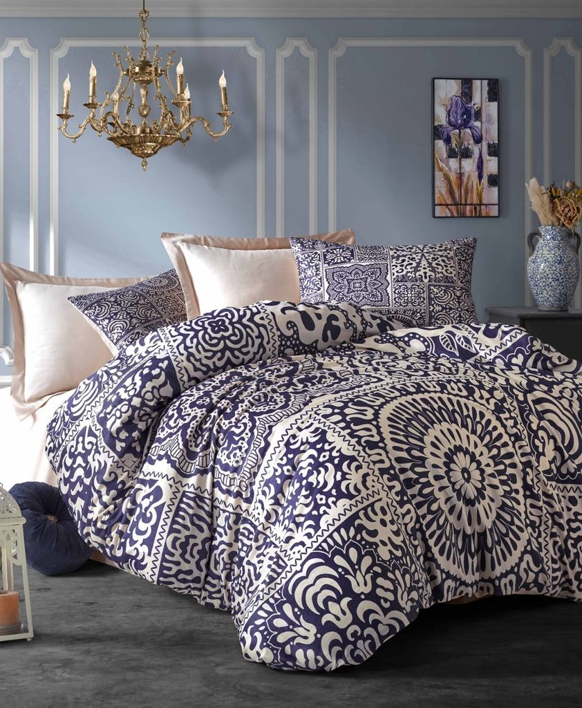 L'Essentiel Linge de Maison, 484, King-Size-Bettbezug-Set (FR), Dunkelblau, 100 % POLYESTER-MICROSATIN, 240 x 220 cm