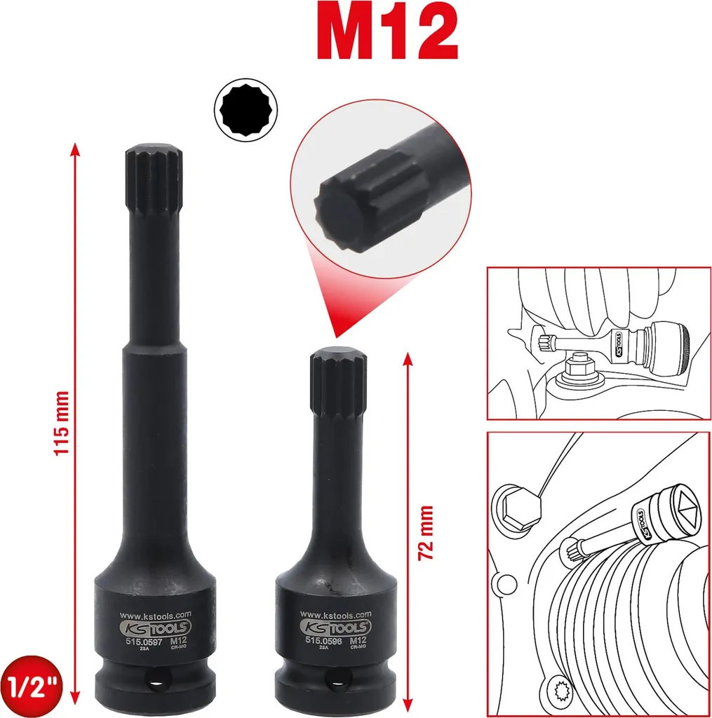 Coffret 2 douilles force 1/2" spécial dentures multiples ultra robuste