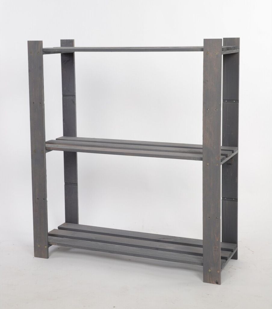 Holzregal PINEPEAK | HxBxT 90x80x28cm | 3 Fachboden | 1,2cm dickes Kiefernholz | Grau